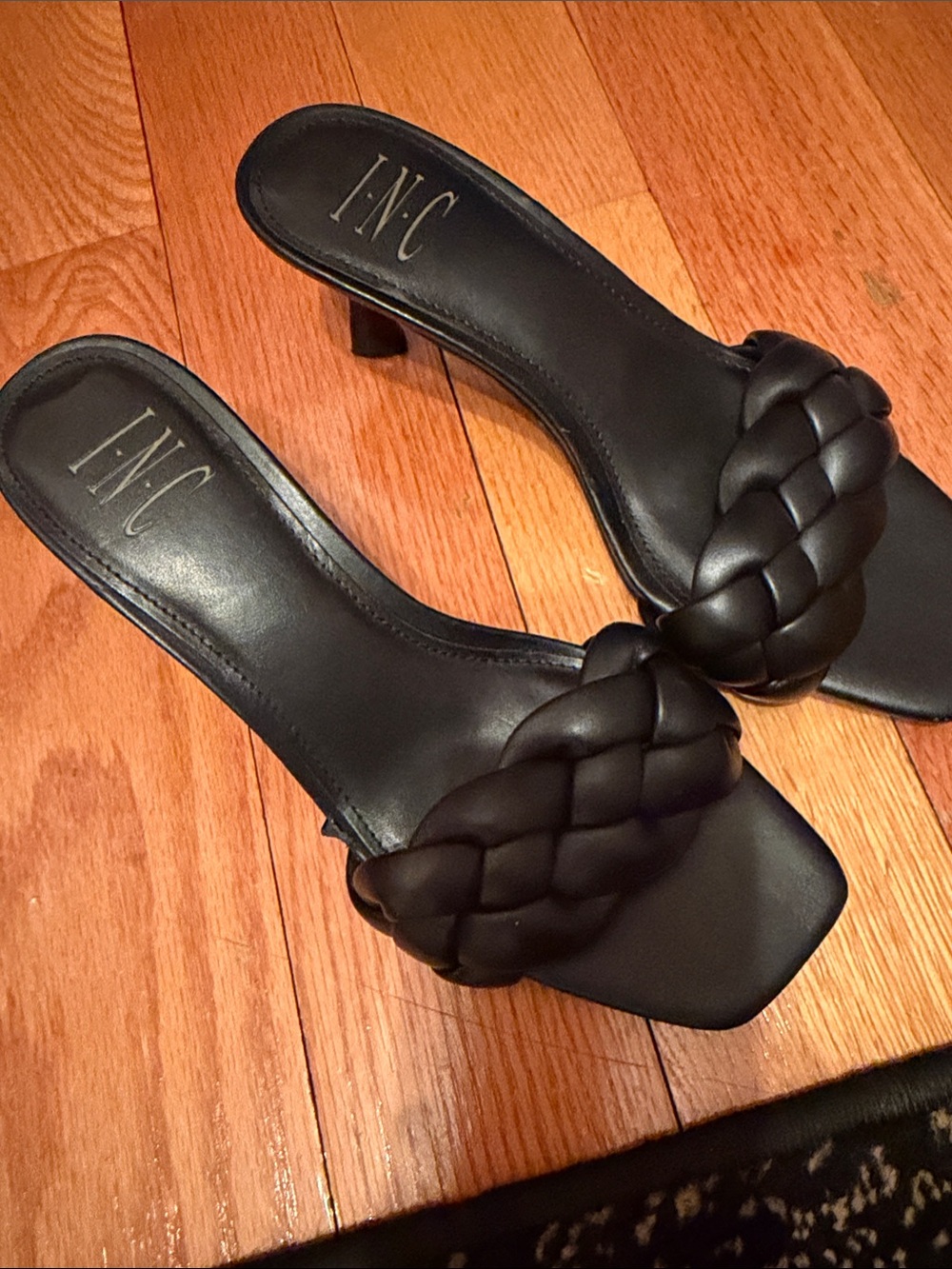 INC International Concepts Black Braided Slide Sandals